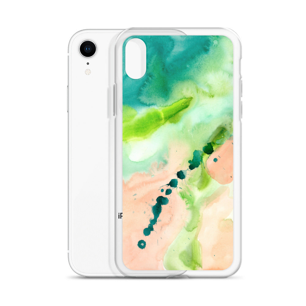 Coral and Aqua Abstract Design Clear Case for iPhone® - Aquamarine Design - Artistic Gifts for Women - Art by Artist Tania Herrera from Aquamarine Design Studio