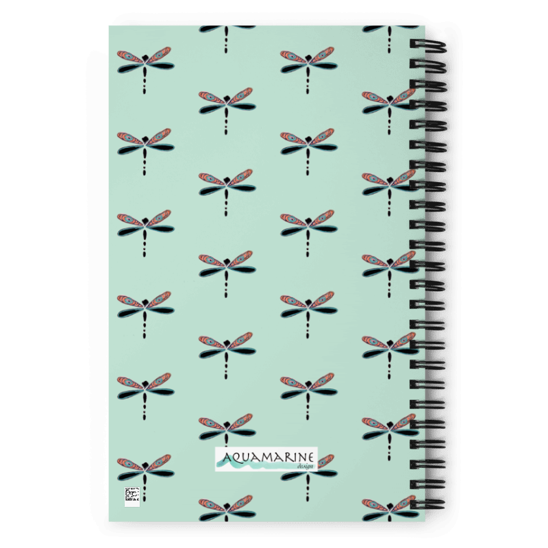 Dragonfly Spiral Notebook - Aquamarine Design - Artistic Gifts for Women - Art by Artist Tania Herrera from Aquamarine Design Studio
