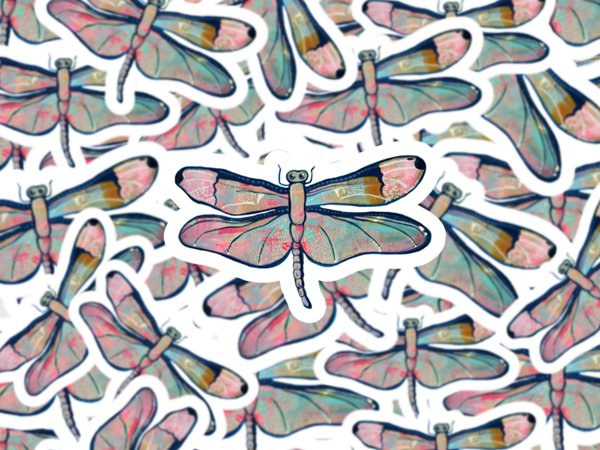 Dragonfly Sticker - Aquamarine Design - Artistic Gifts for Women - Art by Artist Tania Herrera from Aquamarine Design Studio