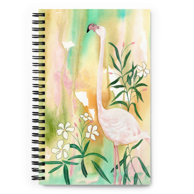 Flamingo Spiral notebook - Aquamarine Design - Artistic Gifts for Women - Art by Artist Tania Herrera from Aquamarine Design Studio