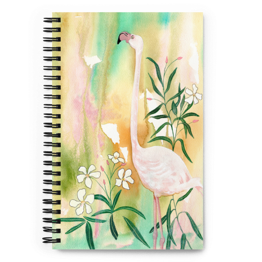 Flamingo Spiral notebook - Aquamarine Design - Artistic Gifts for Women - Art by Artist Tania Herrera from Aquamarine Design Studio