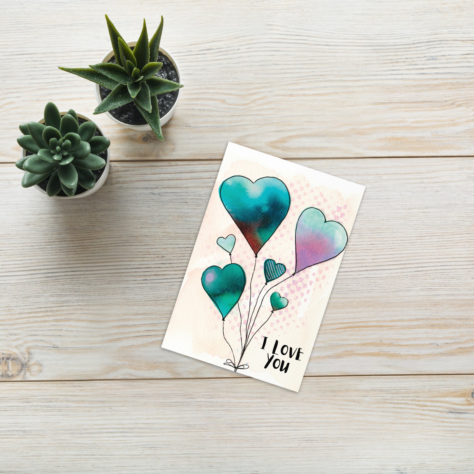 I Love You Greeting card - Aquamarine Design - Artistic Gifts for Women - Art by Artist Tania Herrera from Aquamarine Design Studio