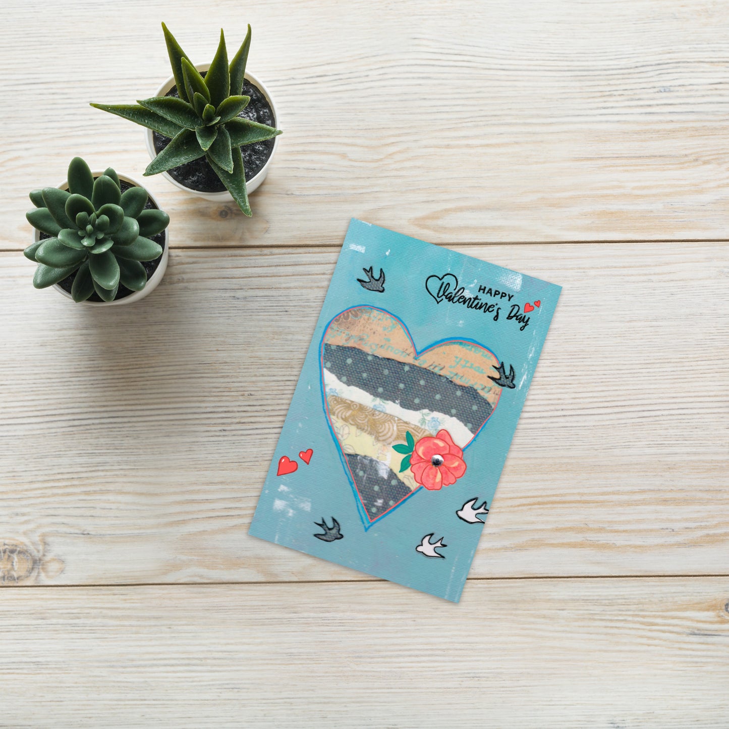 Happy Valentine's Day Greeting card - Aquamarine Design - Artistic Gifts for Women - Art by Artist Tania Herrera from Aquamarine Design Studio