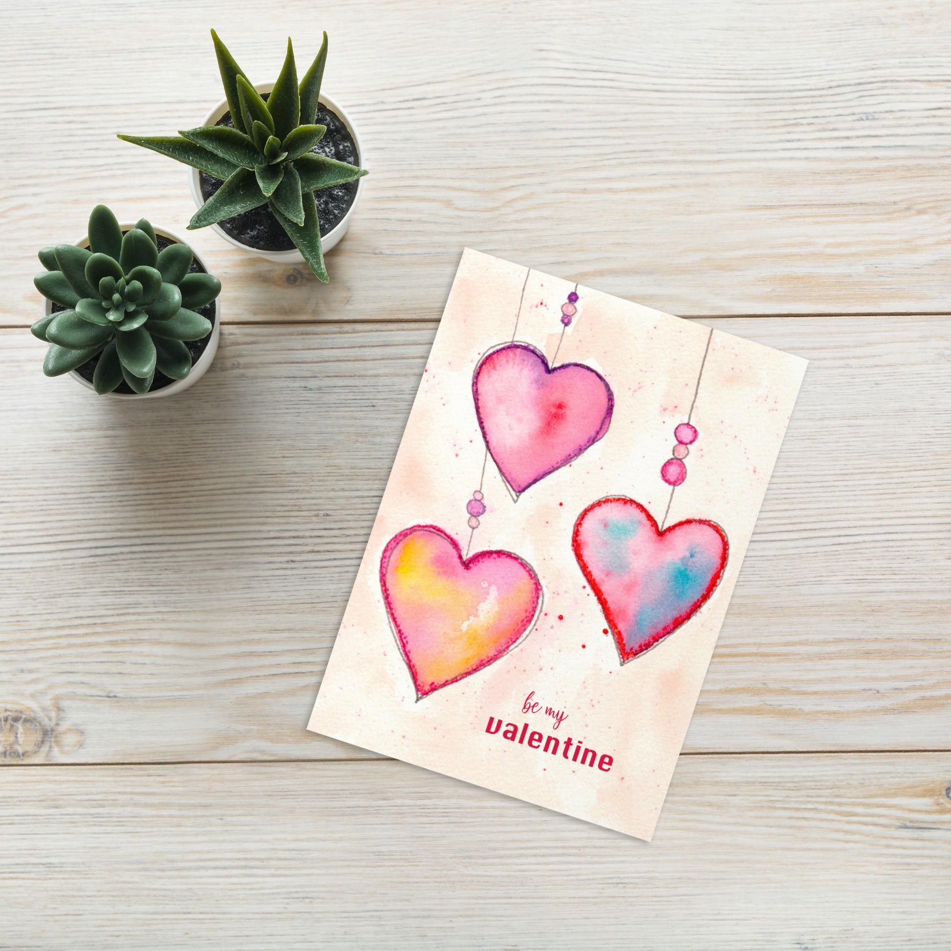 Hearts Valentine Greeting card - Aquamarine Design - Artistic Gifts for Women - Art by Artist Tania Herrera from Aquamarine Design Studio