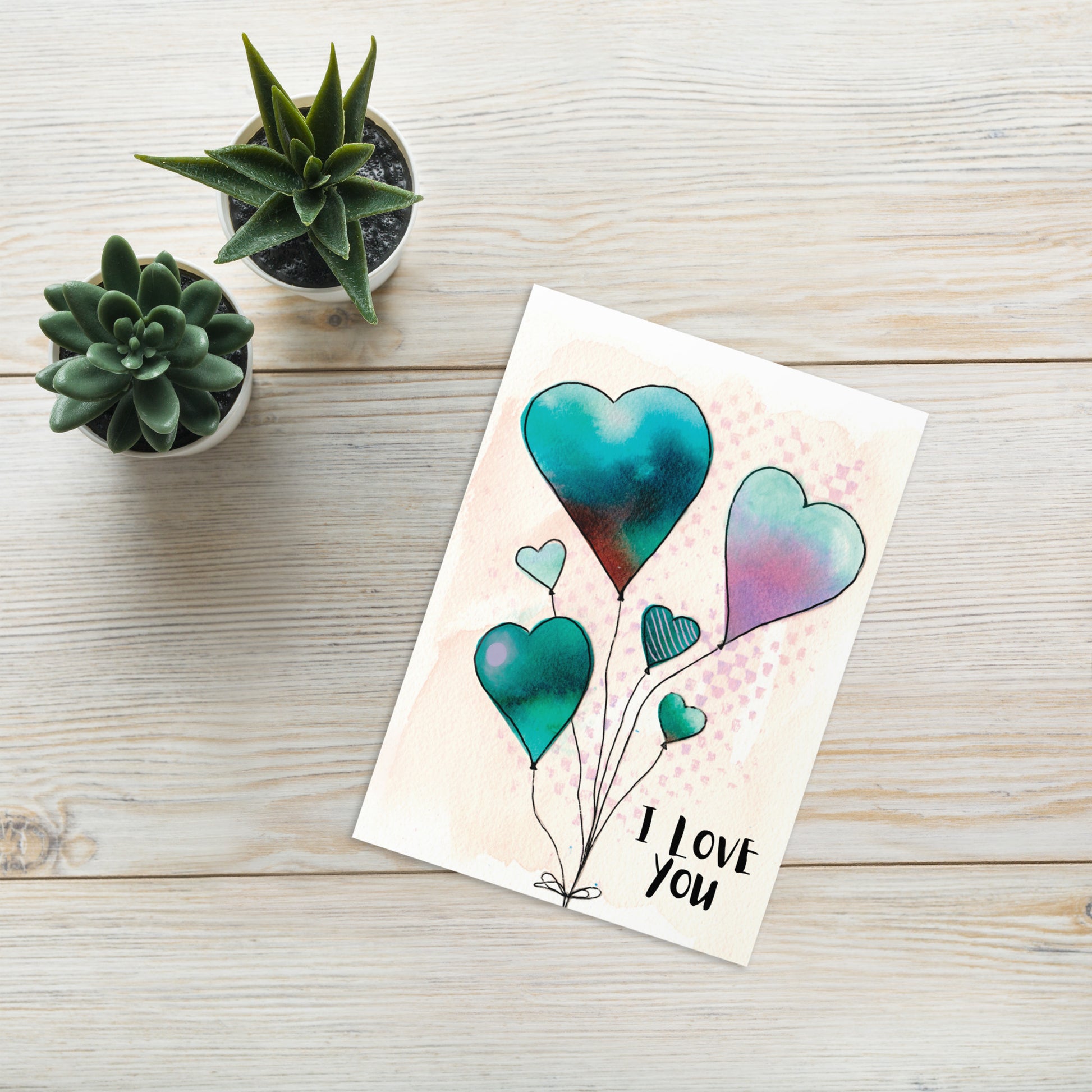 I Love You Greeting card - Aquamarine Design - Artistic Gifts for Women - Art by Artist Tania Herrera from Aquamarine Design Studio