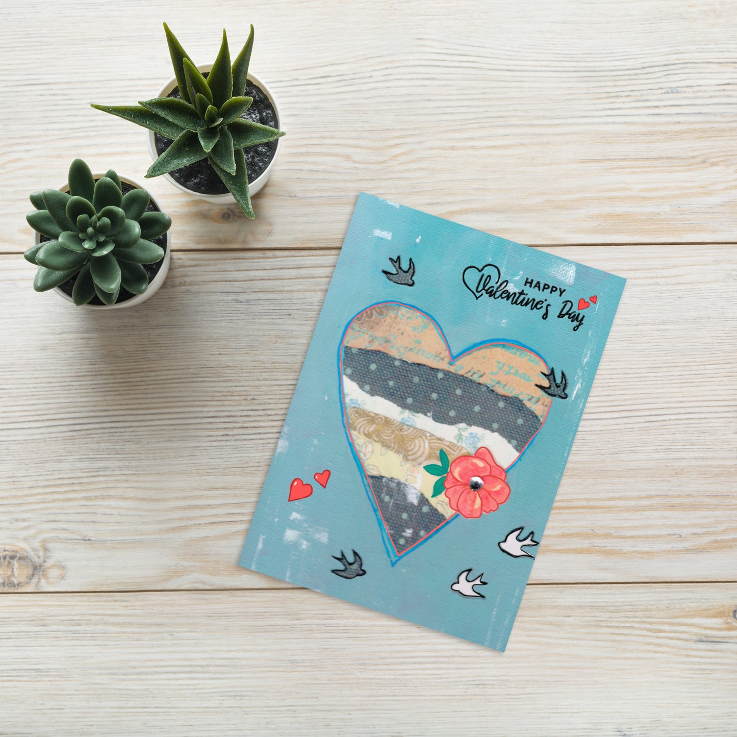 Happy Valentine's Day Greeting card - Aquamarine Design - Artistic Gifts for Women - Art by Artist Tania Herrera from Aquamarine Design Studio