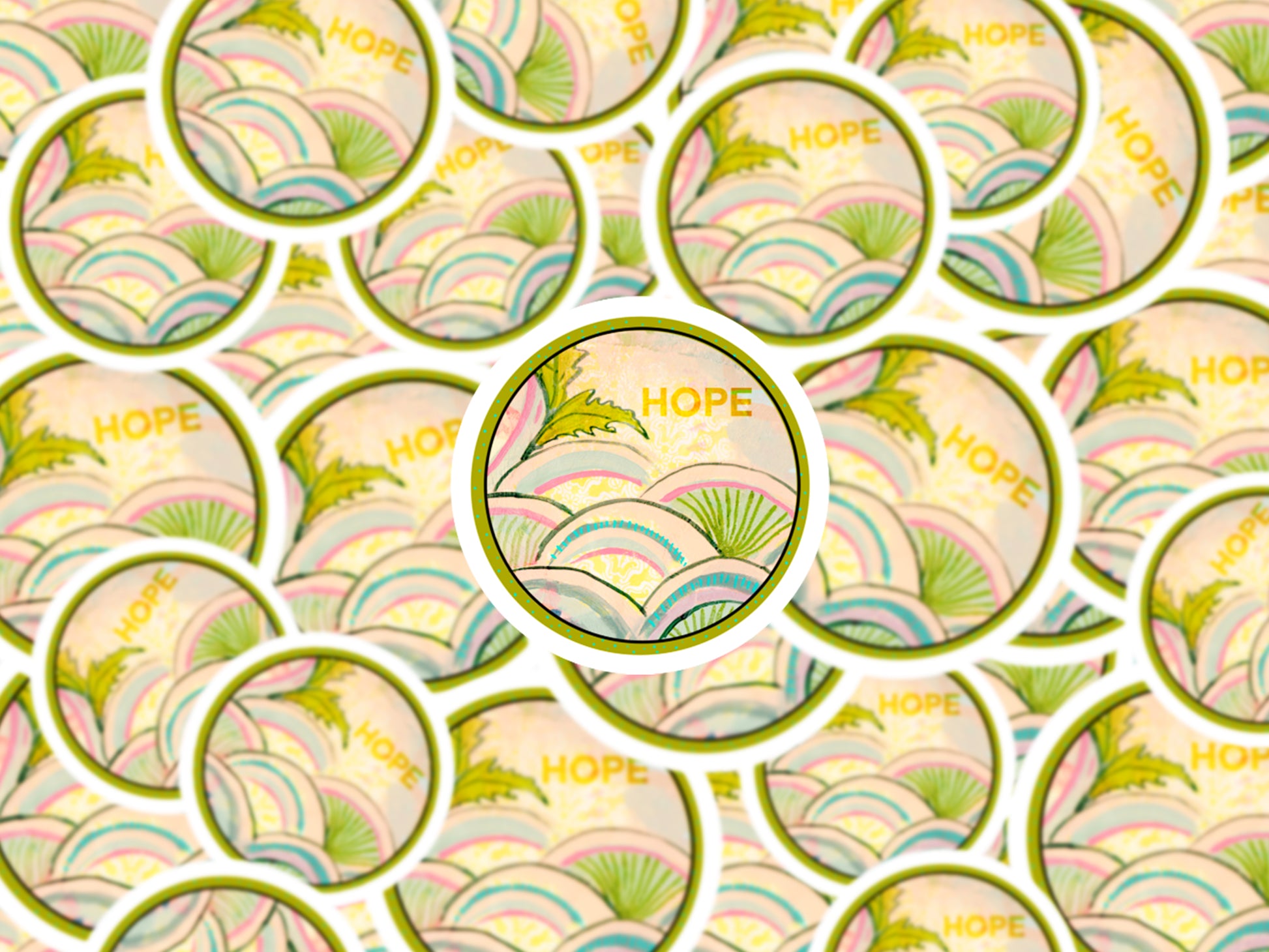 Hope Bubble-free stickers - Aquamarine Design - Artistic Gifts for Women - Art by Artist Tania Herrera from Aquamarine Design Studio