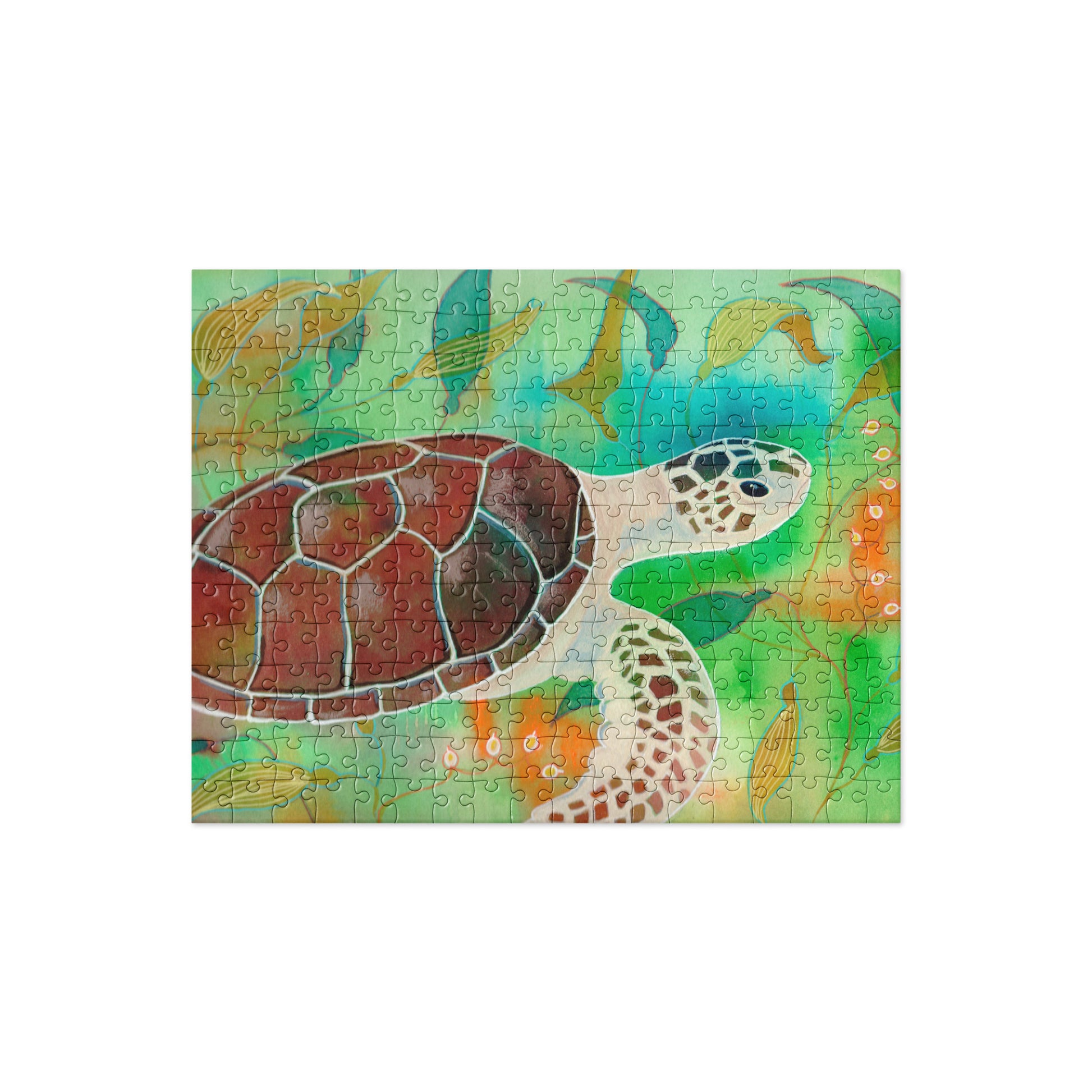 Sea Turtle Jigsaw puzzle - Aquamarine Design - Artistic Gifts for Women - Art by Artist Tania Herrera from Aquamarine Design Studio