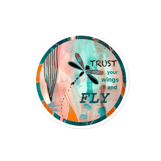 Trust your Wings Bubble-free stickers - Aquamarine Design - Artistic Gifts for Women - Art by Artist Tania Herrera from Aquamarine Design Studio