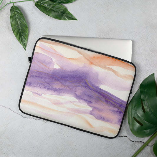 Purple Watercolor Landscape Laptop Sleeve - Aquamarine Design - Artistic Gifts for Women - Art by Artist Tania Herrera from Aquamarine Design Studio