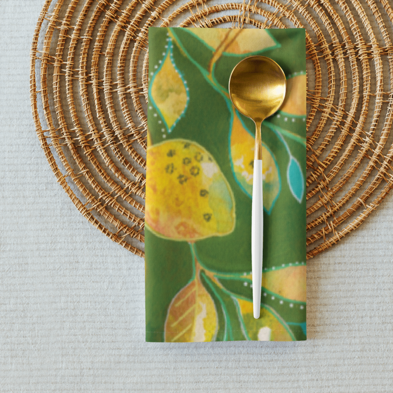 Lemons napkin set - Aquamarine Design - Artistic Gifts for Women - Art by Artist Tania Herrera from Aquamarine Design Studio