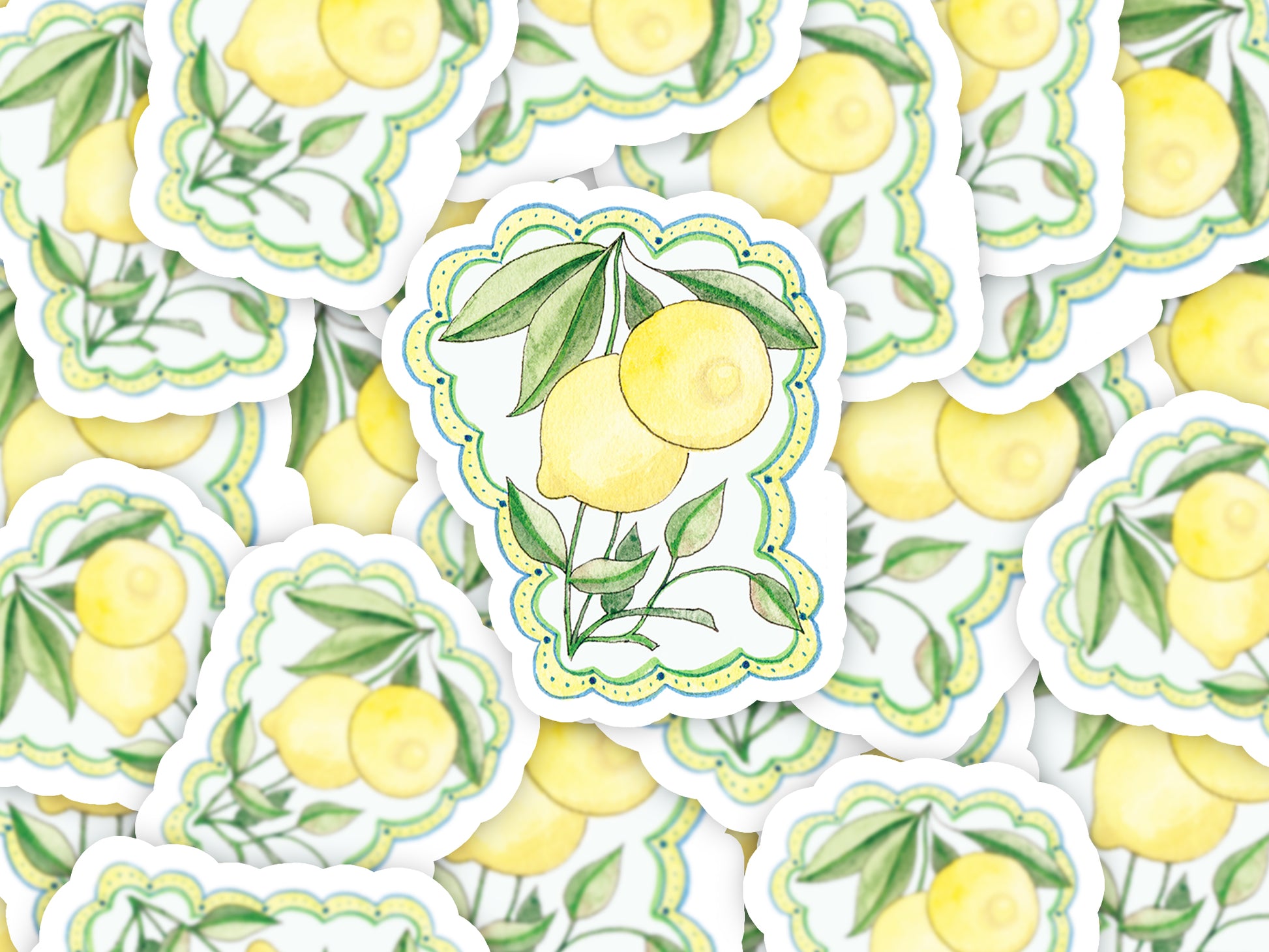 Lemons Bubble-free stickers - Aquamarine Design - Artistic Gifts for Women - Art by Artist Tania Herrera from Aquamarine Design Studio