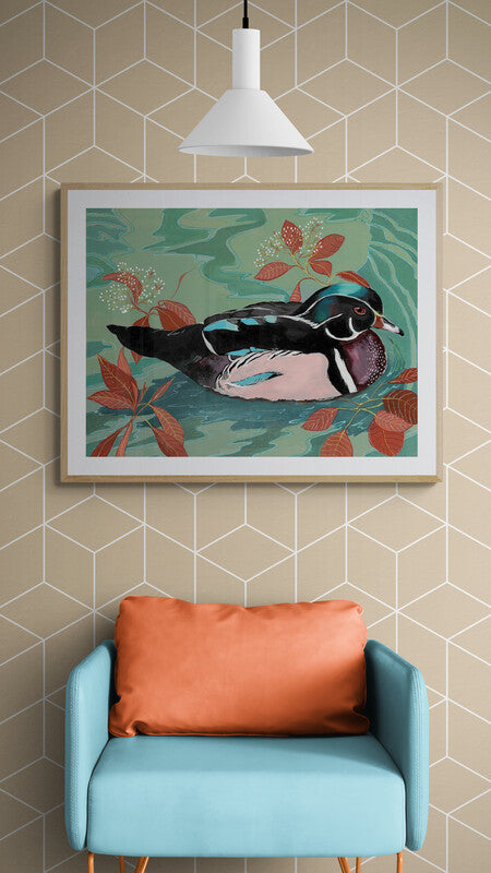 Duck on Serene Water - Art Print