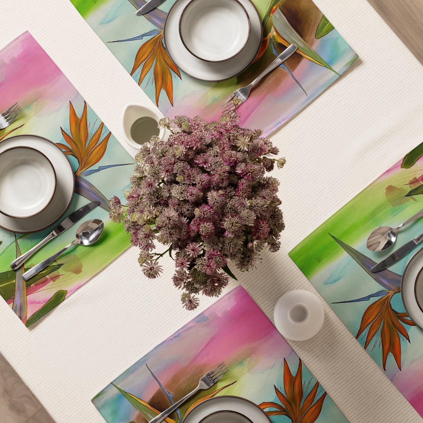 Birds of Paradise Placemat Set - Aquamarine Design - Artistic Gifts for Women - Art by Artist Tania Herrera from Aquamarine Design Studio