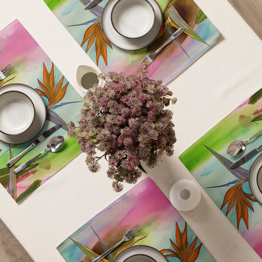 Birds of Paradise Placemat Set - Aquamarine Design - Artistic Gifts for Women - Art by Artist Tania Herrera from Aquamarine Design Studio