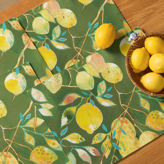Sorrento Lemons Placemat Set - Aquamarine Design - Artistic Gifts for Women - Art by Artist Tania Herrera from Aquamarine Design Studio