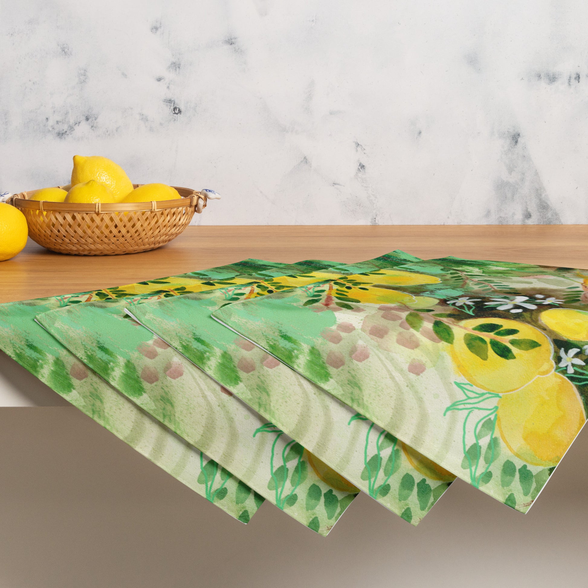 Limoni D’Amalfi Placemat Set - Aquamarine Design - Artistic Gifts for Women - Art by Artist Tania Herrera from Aquamarine Design Studio