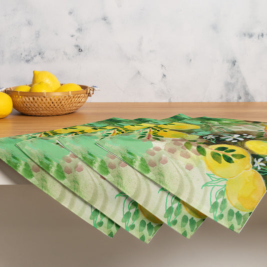 Limoni D’Amalfi Placemat Set - Aquamarine Design - Artistic Gifts for Women - Art by Artist Tania Herrera from Aquamarine Design Studio