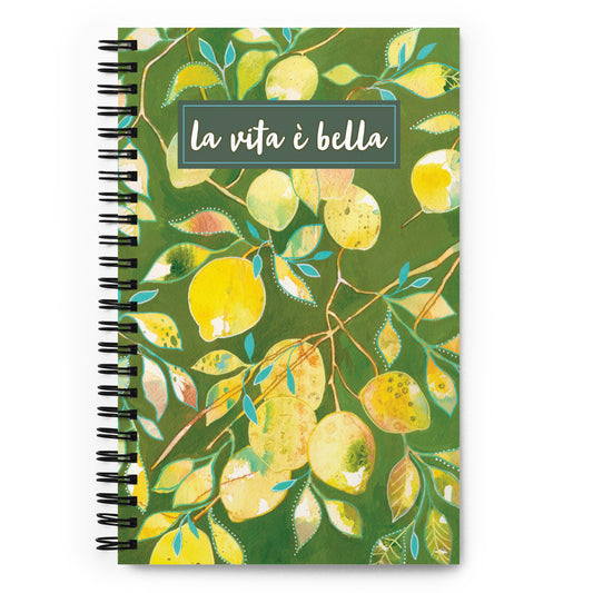 La Vita è Bella Spiral notebook - Aquamarine Design - Artistic Gifts for Women - Art by Artist Tania Herrera from Aquamarine Design Studio