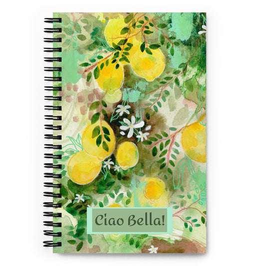 Ciao Bella Spiral notebook - Aquamarine Design - Artistic Gifts for Women - Art by Artist Tania Herrera from Aquamarine Design Studio