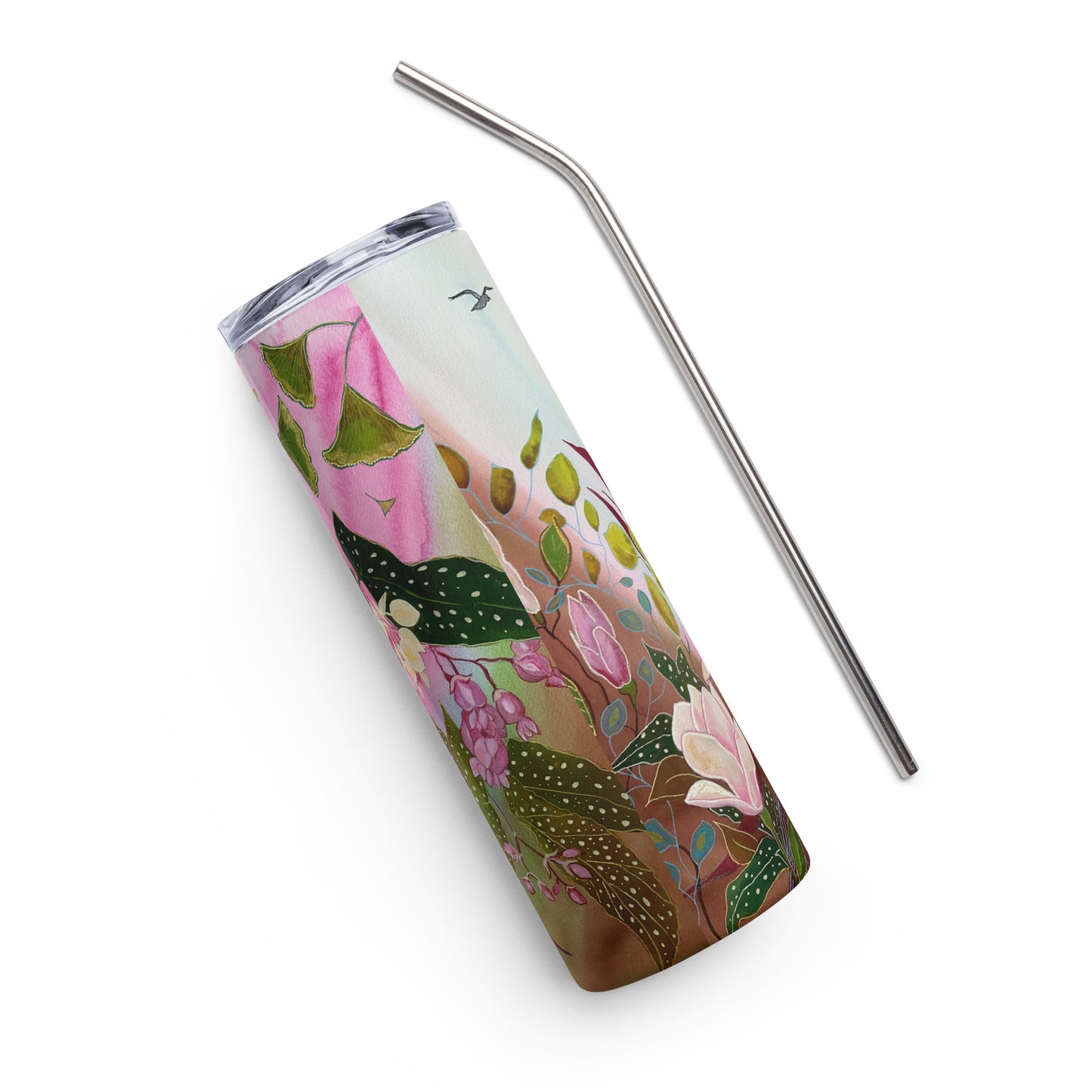 Pink Garden Tumbler - Aquamarine Design - Artistic Gifts for Women - Art by Artist Tania Herrera from Aquamarine Design Studio