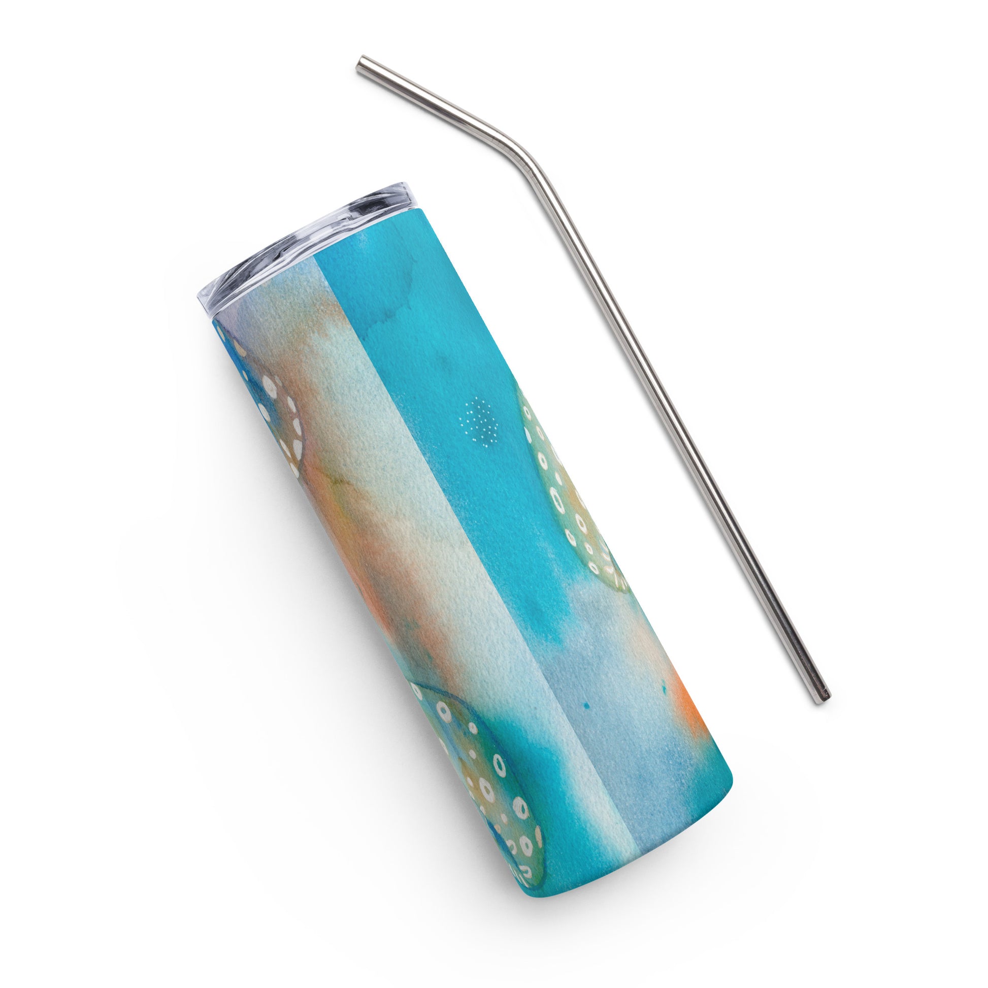 Multicolor Jellyfish Stainless steel tumbler - Aquamarine Design - Artistic Gifts for Women - Art by Artist Tania Herrera from Aquamarine Design Studio