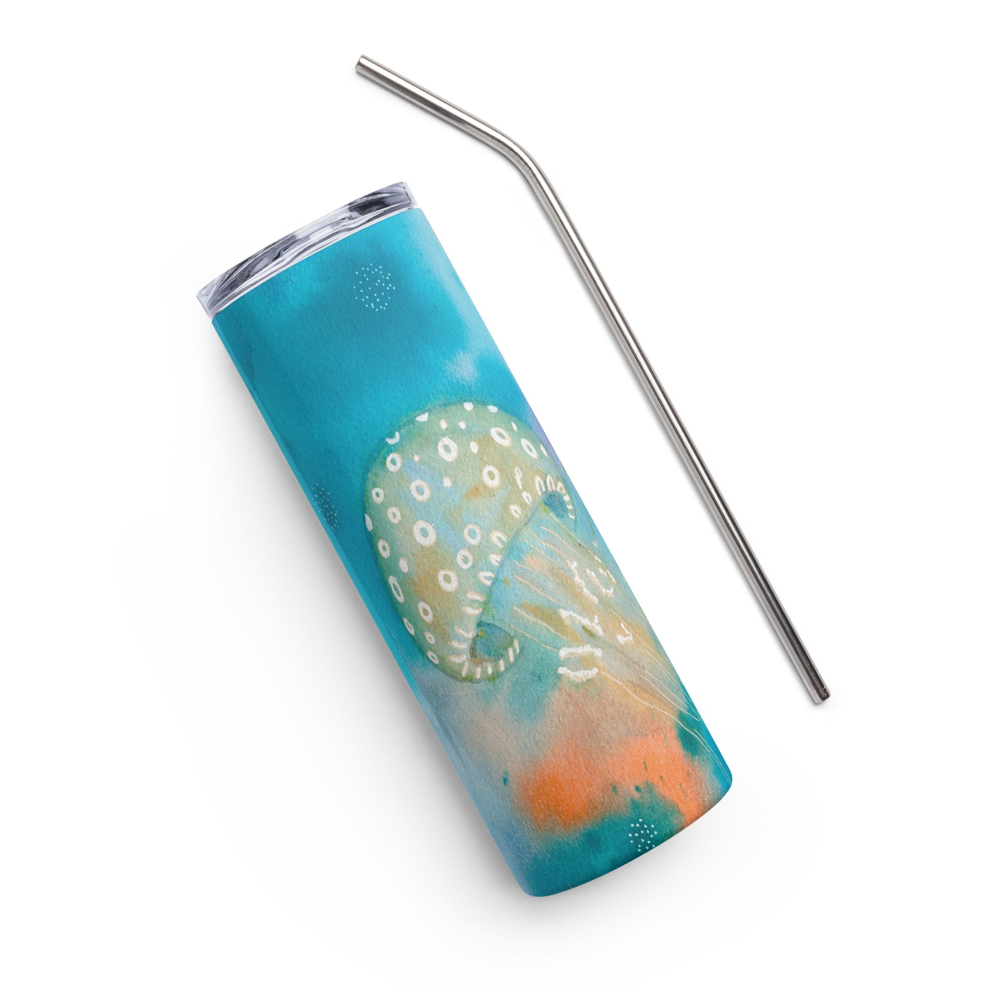 Multicolor Jellyfish Stainless steel tumbler - Aquamarine Design - Artistic Gifts for Women - Art by Artist Tania Herrera from Aquamarine Design Studio