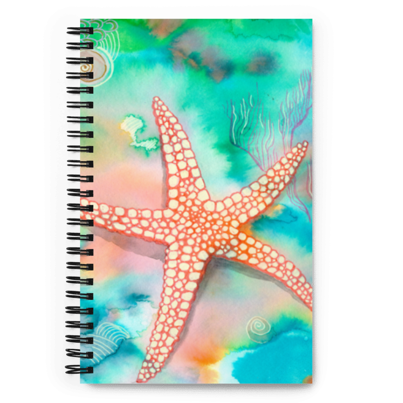 Starfish Spiral notebook - Aquamarine Design - Artistic Gifts for Women - Art by Artist Tania Herrera from Aquamarine Design Studio