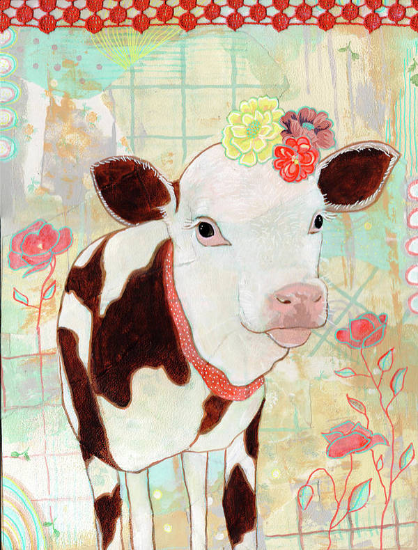 Baby Cow - Art Print - Aquamarine Design - Artistic Gifts for Women - Art by Artist Tania Herrera from Aquamarine Design Studio