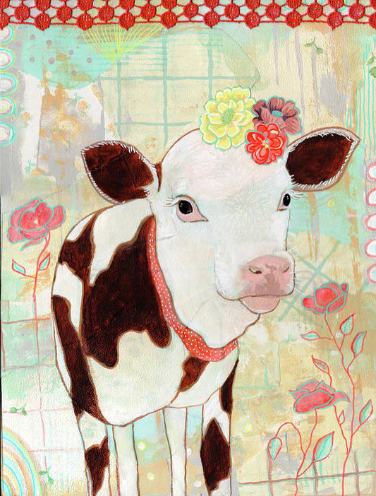 Baby Cow - Art Print - Aquamarine Design - Artistic Gifts for Women - Art by Artist Tania Herrera from Aquamarine Design Studio