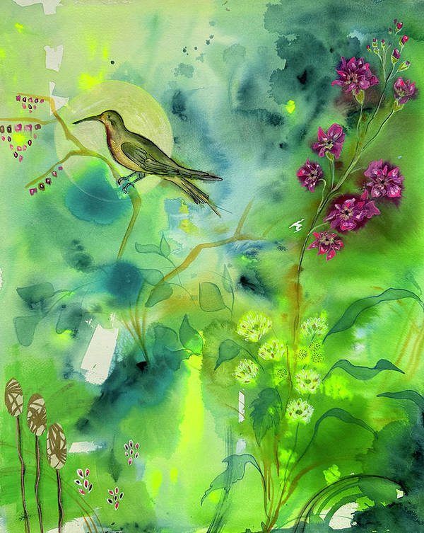 Birds Chirping - Art Print - Aquamarine Design - Artistic Gifts for Women - Art by Artist Tania Herrera from Aquamarine Design Studio