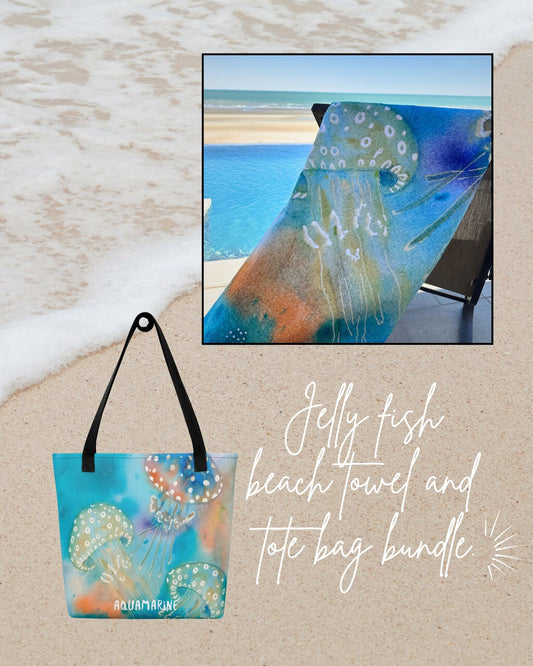 Jellyfish Beach Towel and Tote Bag Bundle