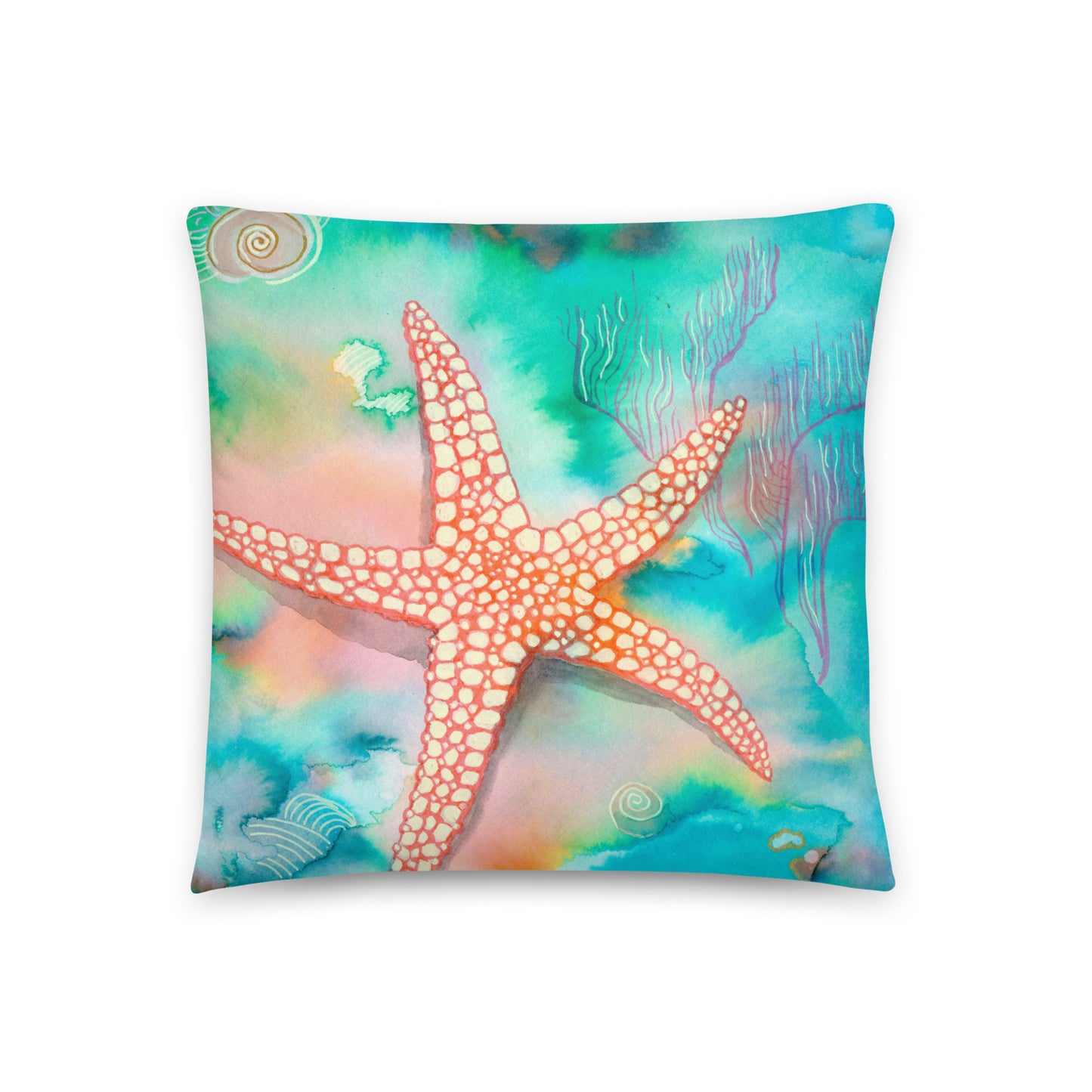 Starfish- Pillow - Aquamarine Design - Artistic Gifts for Women - Art by Artist Tania Herrera from Aquamarine Design Studio