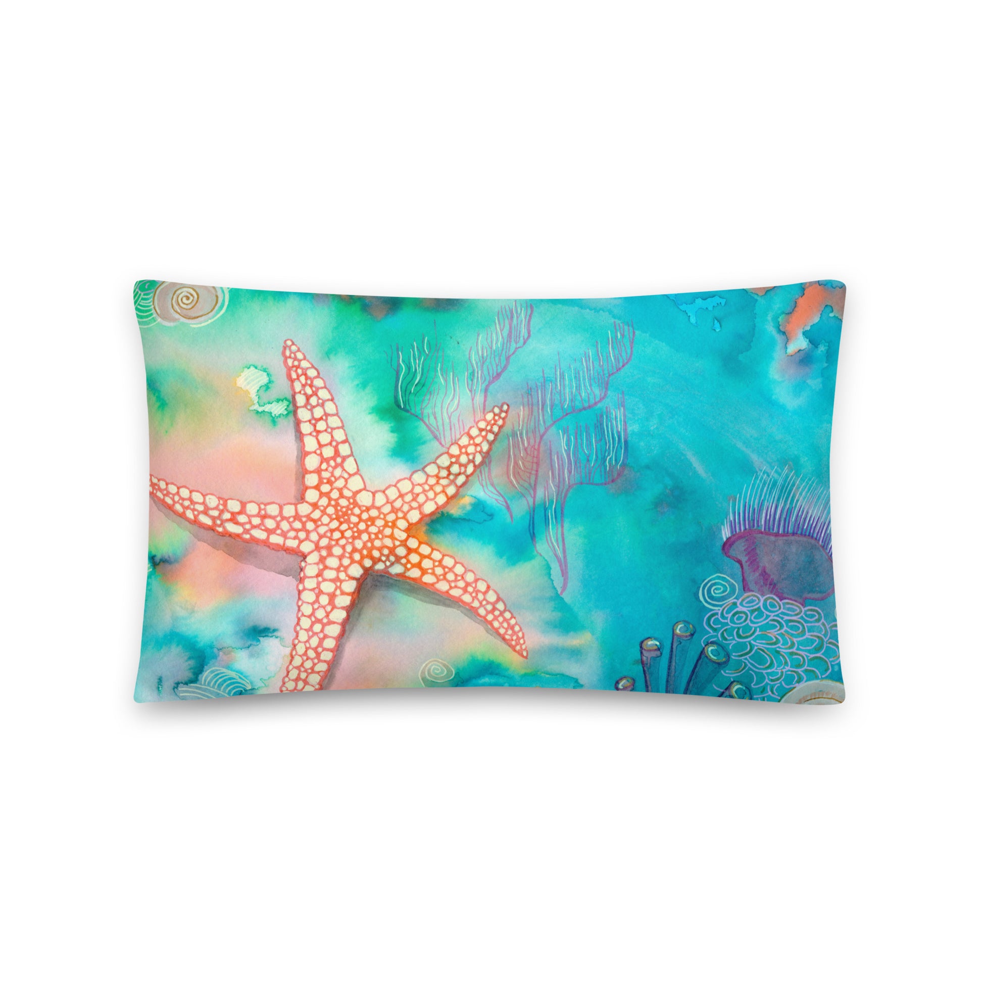 Starfish- Pillow - Aquamarine Design - Artistic Gifts for Women - Art by Artist Tania Herrera from Aquamarine Design Studio