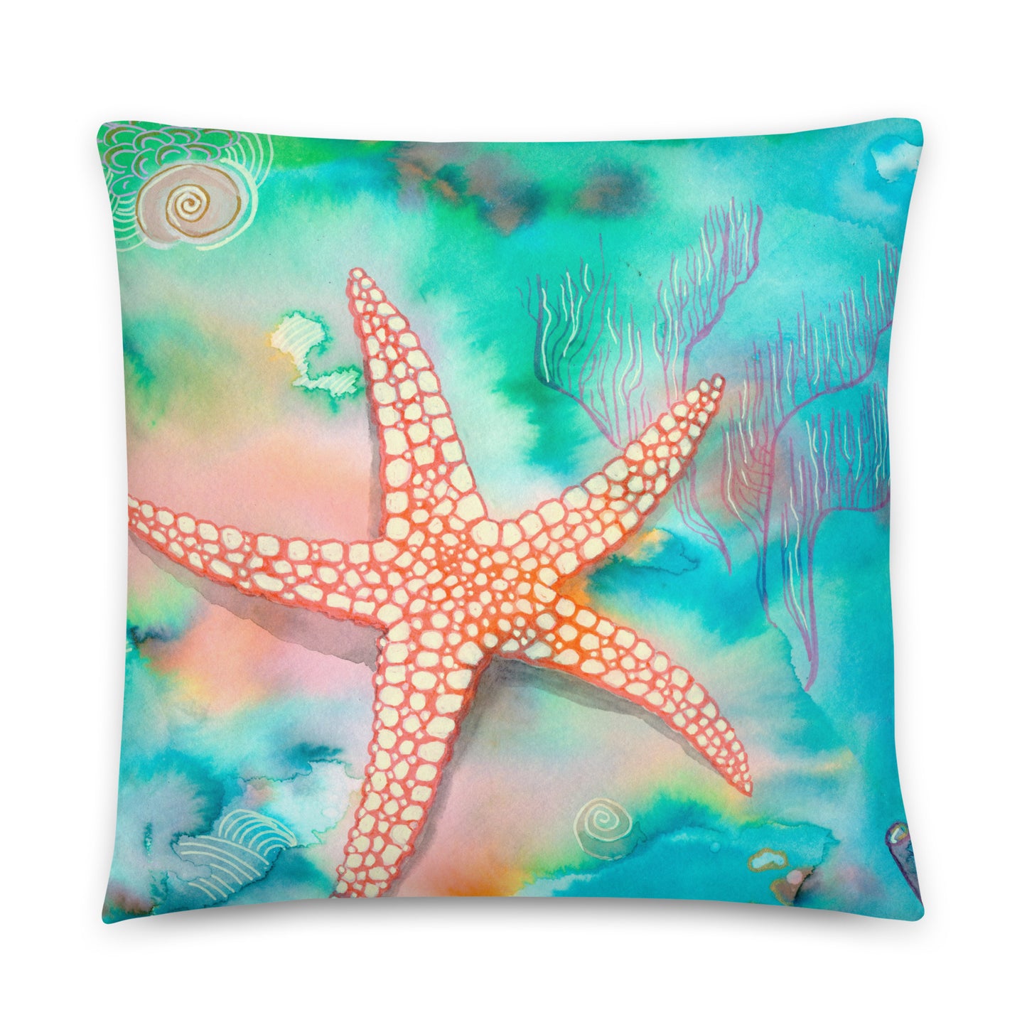 Starfish- Pillow - Aquamarine Design - Artistic Gifts for Women - Art by Artist Tania Herrera from Aquamarine Design Studio