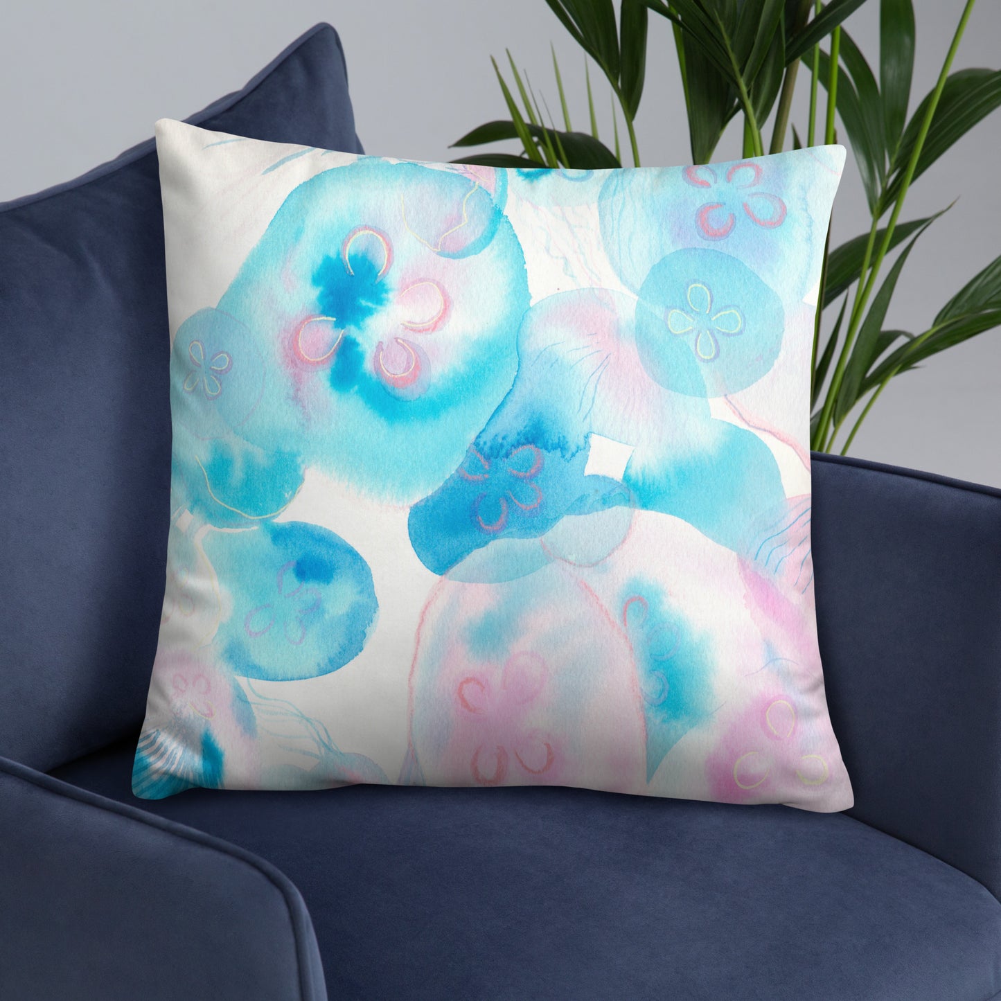 Light blue Jellyfish Basic Pillow