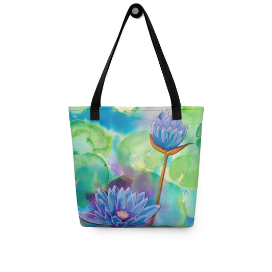 Water Lily Tote bag - Aquamarine Design - Artistic Gifts for Women - Art by Artist Tania Herrera from Aquamarine Design Studio