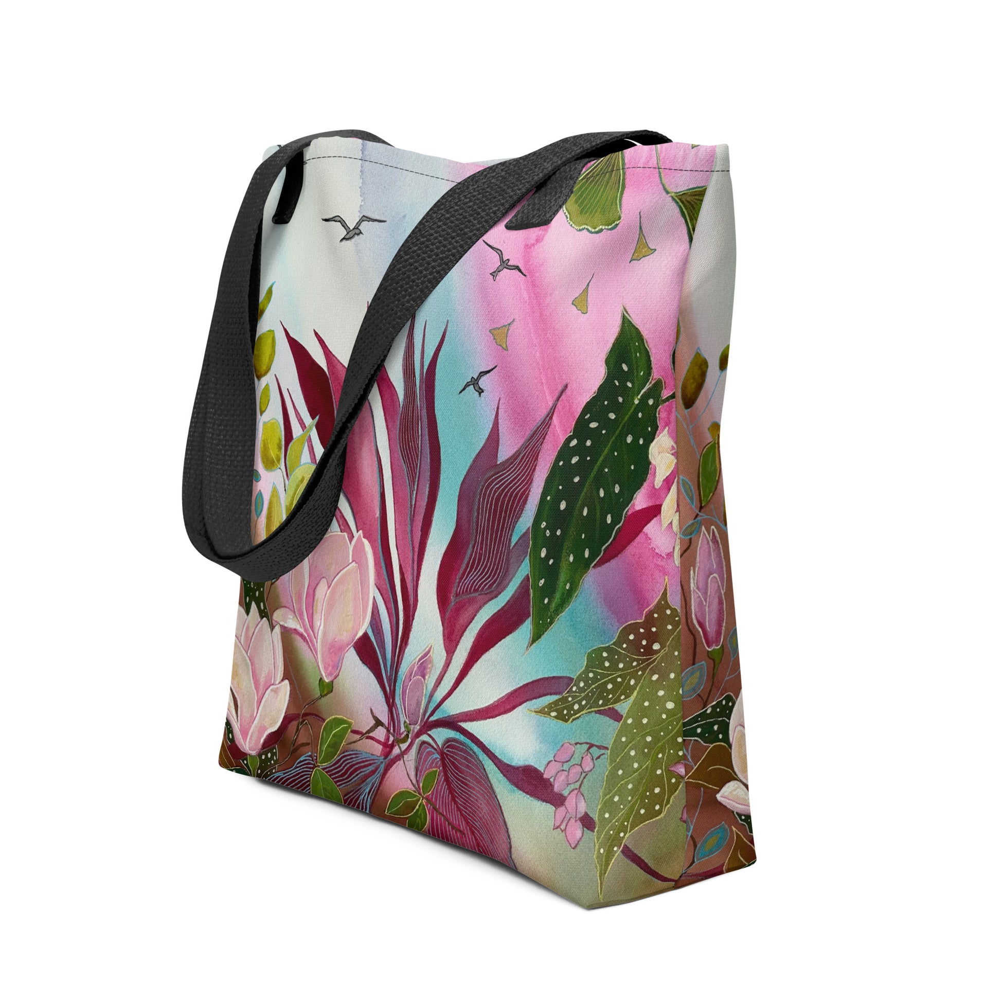 Pink Garden Tote bag - Aquamarine Design - Artistic Gifts for Women - Art by Artist Tania Herrera from Aquamarine Design Studio