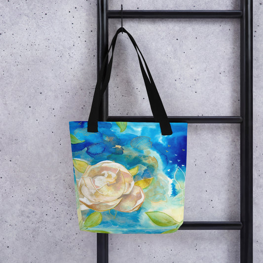 Blooming Magnolia Tote bag - Aquamarine Design - Artistic Gifts for Women - Art by Artist Tania Herrera from Aquamarine Design Studio