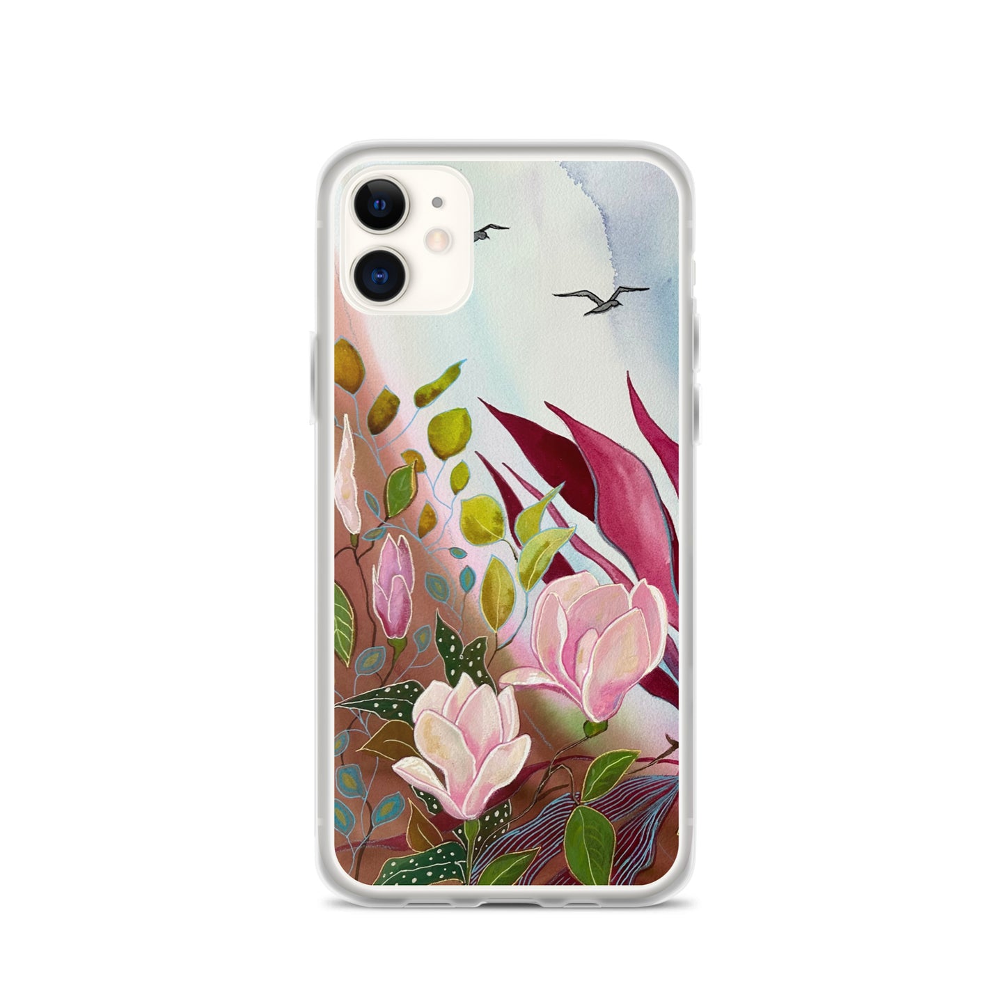 Pink Garden Clear Case for iPhone® - Aquamarine Design - Artistic Gifts for Women - Art by Artist Tania Herrera from Aquamarine Design Studio