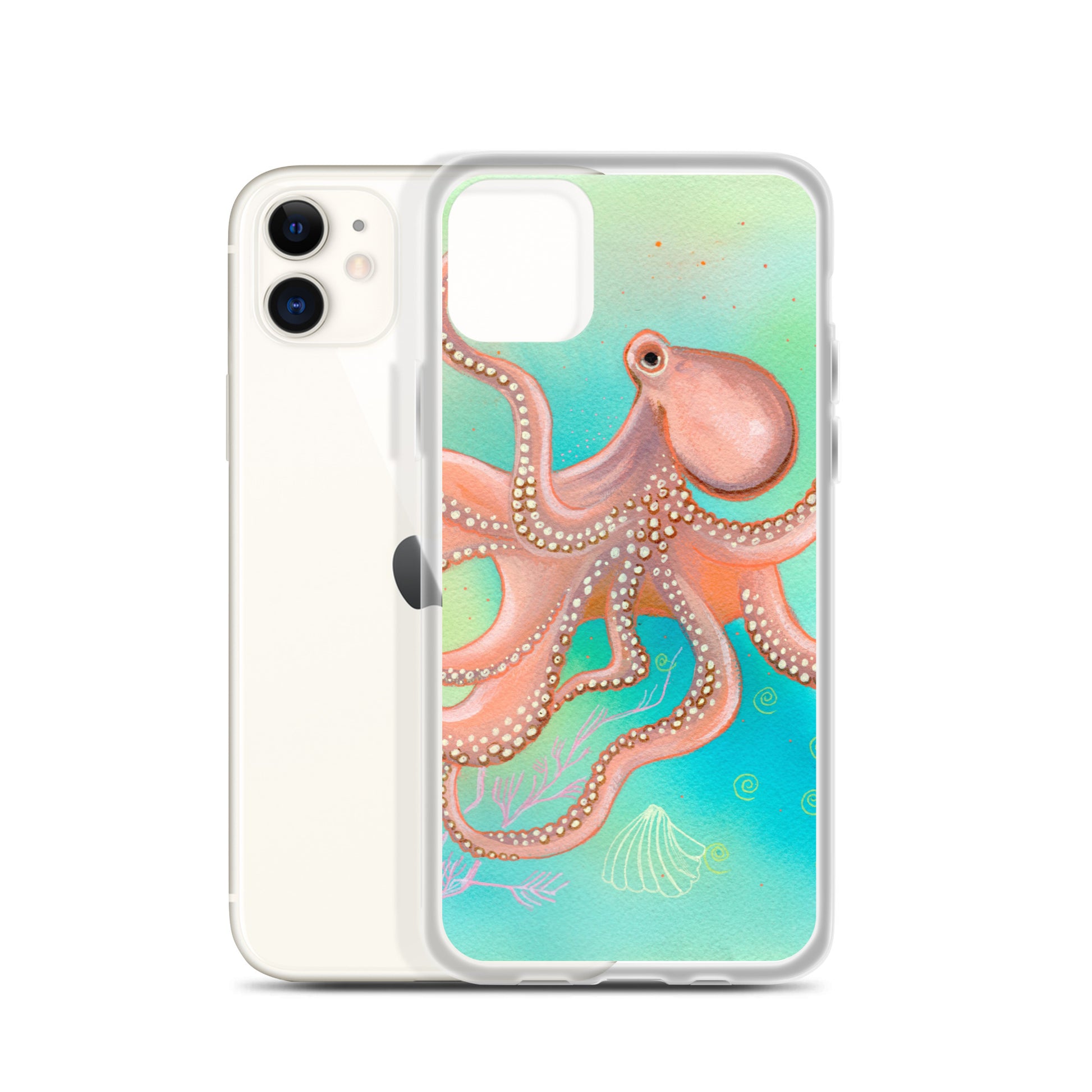 Octopus Clear Case for iPhone® - Aquamarine Design - Artistic Gifts for Women - Art by Artist Tania Herrera from Aquamarine Design Studio