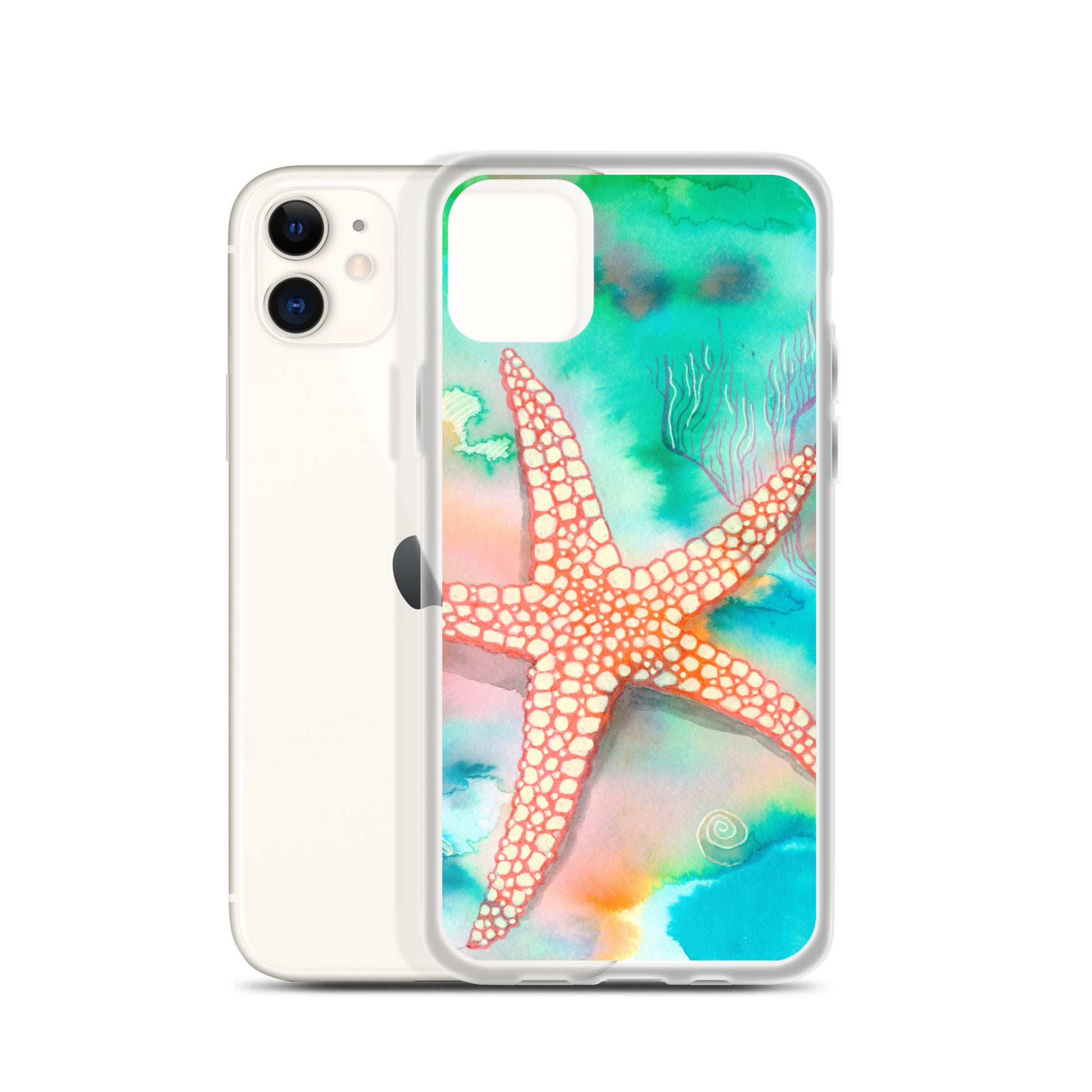 Starfish Clear Case for iPhone® - Aquamarine Design - Artistic Gifts for Women - Art by Artist Tania Herrera from Aquamarine Design Studio