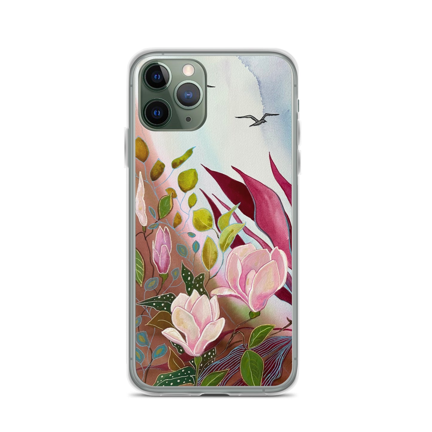 Pink Garden Clear Case for iPhone® - Aquamarine Design - Artistic Gifts for Women - Art by Artist Tania Herrera from Aquamarine Design Studio