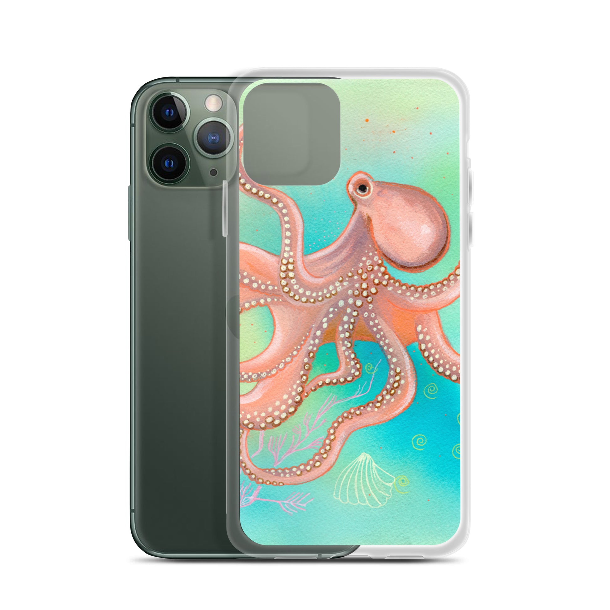 Octopus Clear Case for iPhone® - Aquamarine Design - Artistic Gifts for Women - Art by Artist Tania Herrera from Aquamarine Design Studio