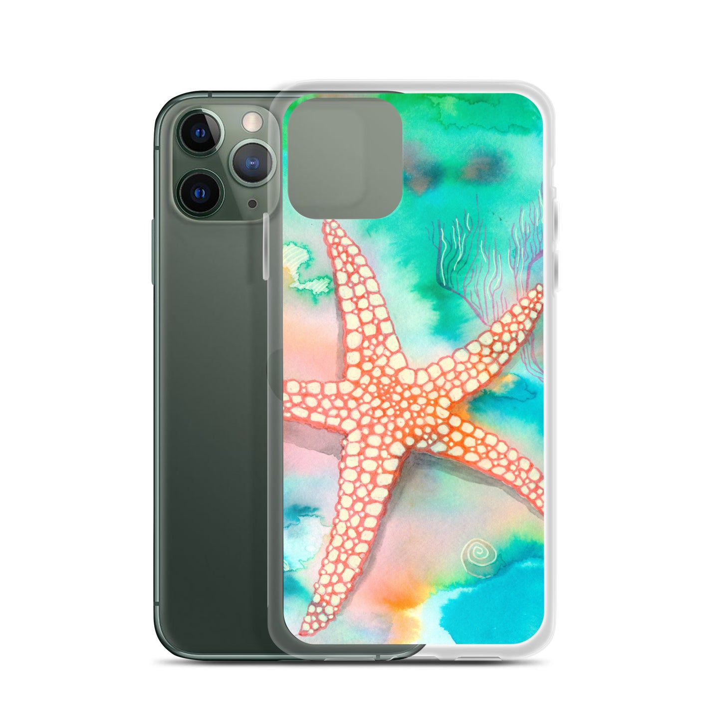 Starfish Clear Case for iPhone® - Aquamarine Design - Artistic Gifts for Women - Art by Artist Tania Herrera from Aquamarine Design Studio