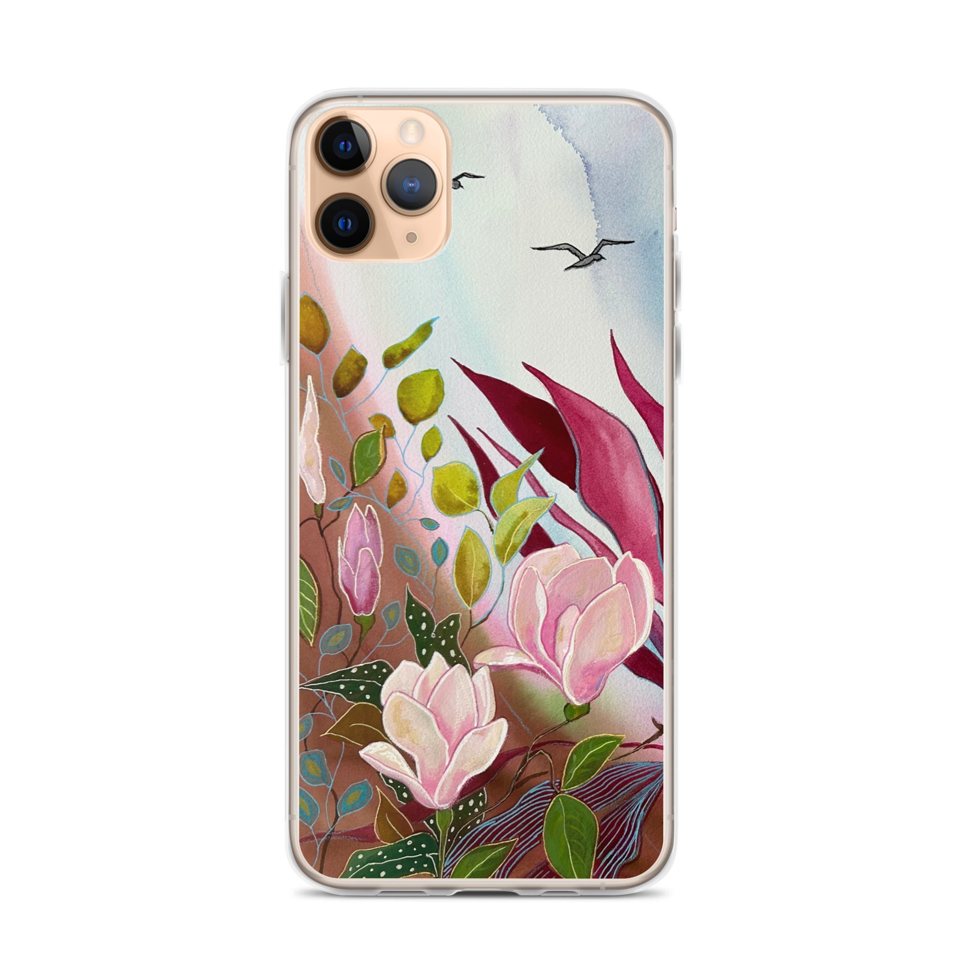 Pink Garden Clear Case for iPhone® - Aquamarine Design - Artistic Gifts for Women - Art by Artist Tania Herrera from Aquamarine Design Studio