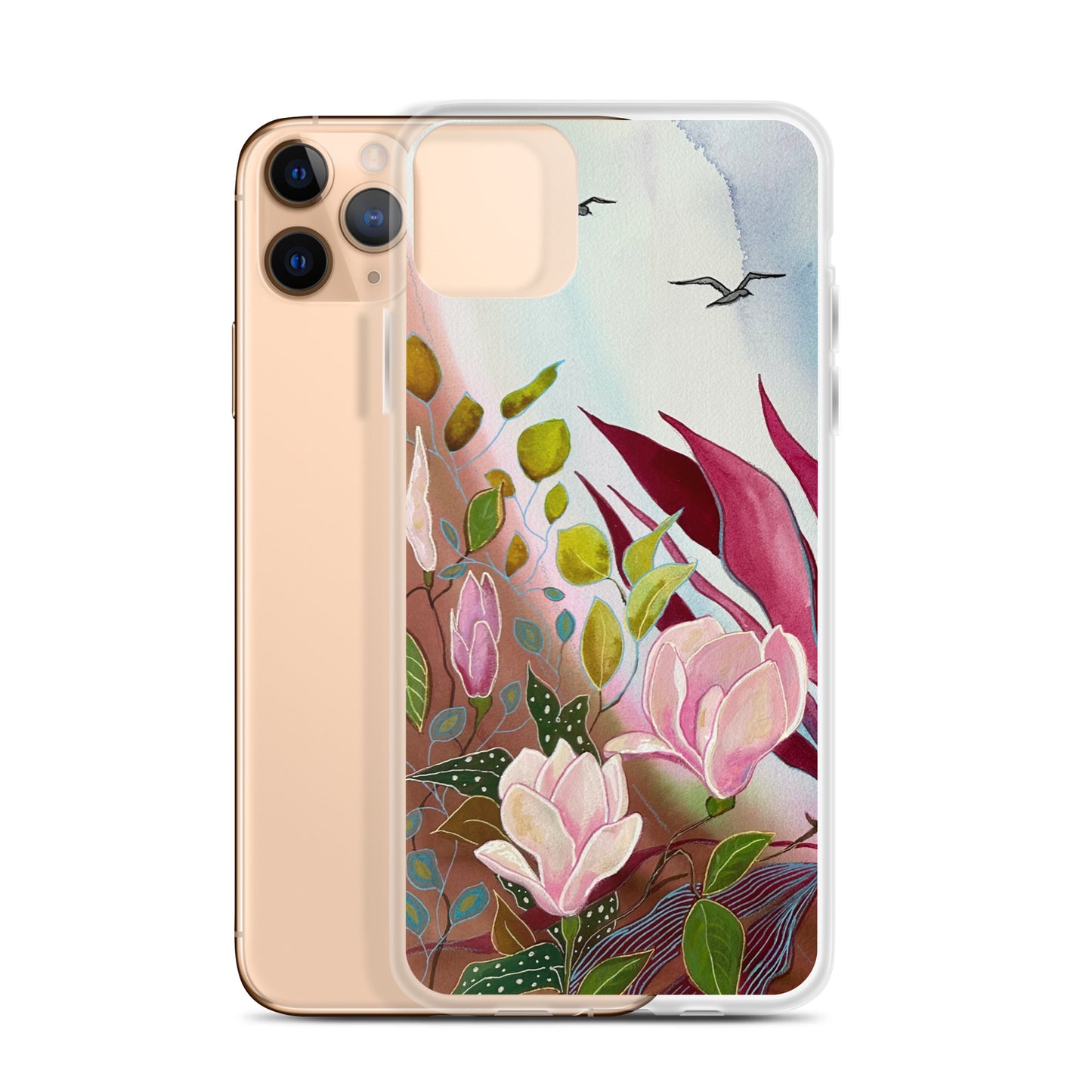 Pink Garden Clear Case for iPhone® - Aquamarine Design - Artistic Gifts for Women - Art by Artist Tania Herrera from Aquamarine Design Studio