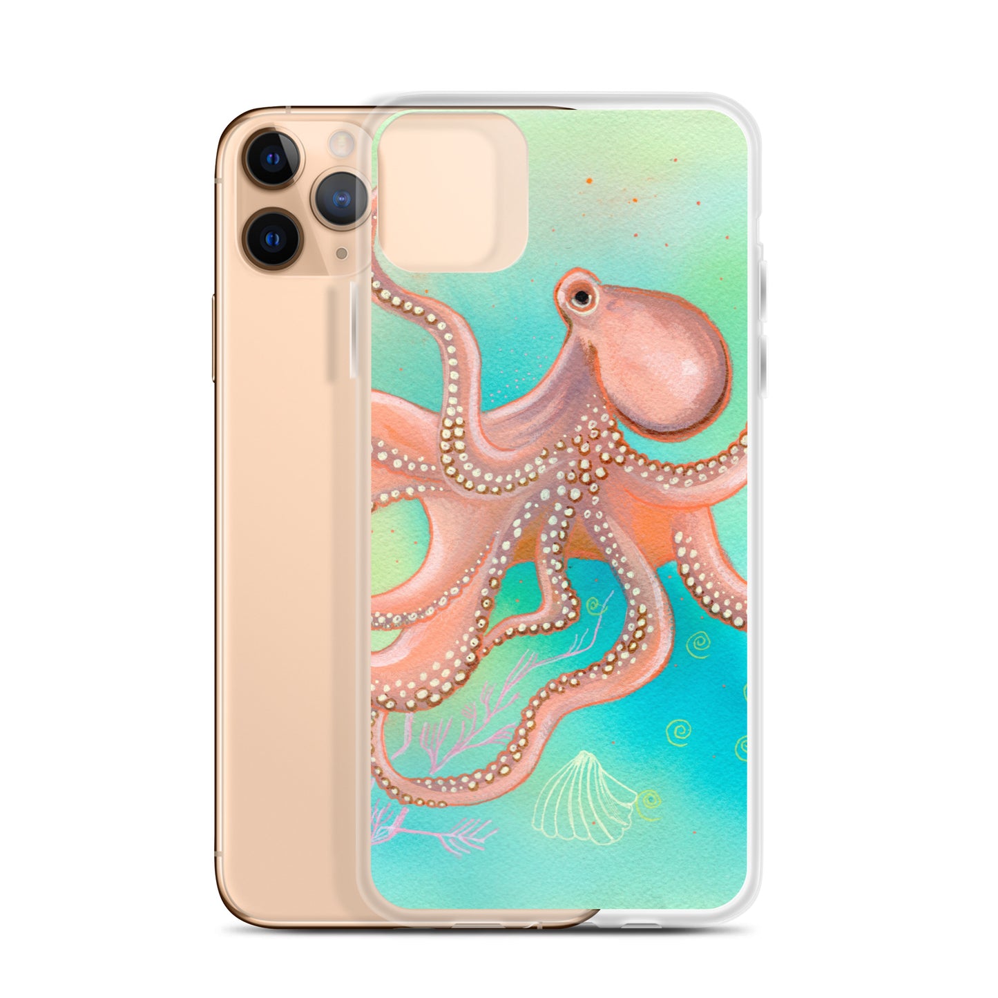 Octopus Clear Case for iPhone® - Aquamarine Design - Artistic Gifts for Women - Art by Artist Tania Herrera from Aquamarine Design Studio