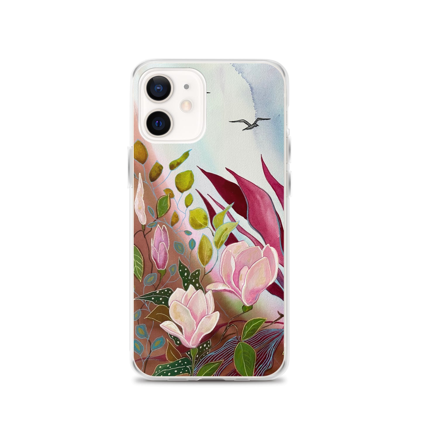 Pink Garden Clear Case for iPhone® - Aquamarine Design - Artistic Gifts for Women - Art by Artist Tania Herrera from Aquamarine Design Studio