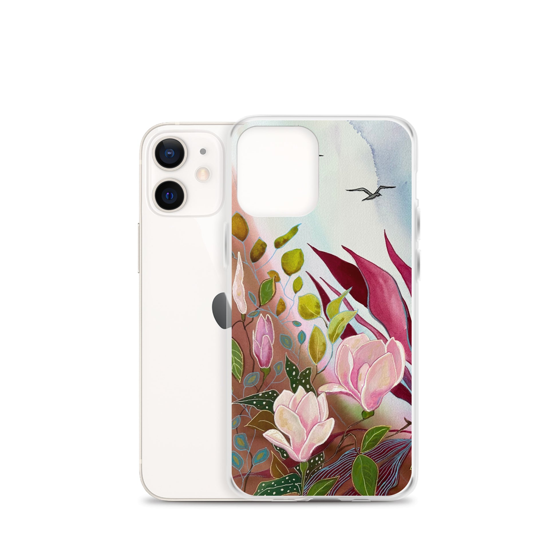 Pink Garden Clear Case for iPhone® - Aquamarine Design - Artistic Gifts for Women - Art by Artist Tania Herrera from Aquamarine Design Studio